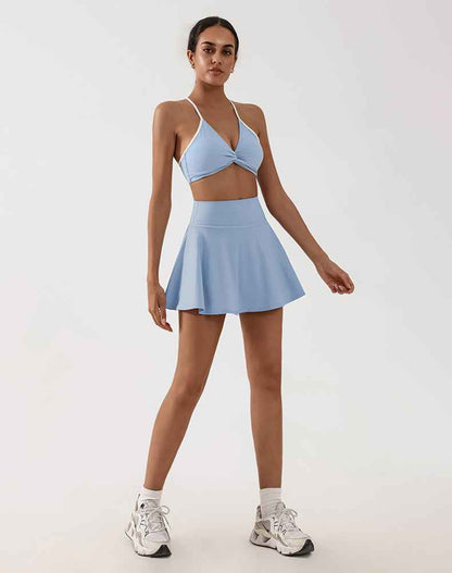 Tennis Sets with Adjustable Straps Sports Bra and Skirt