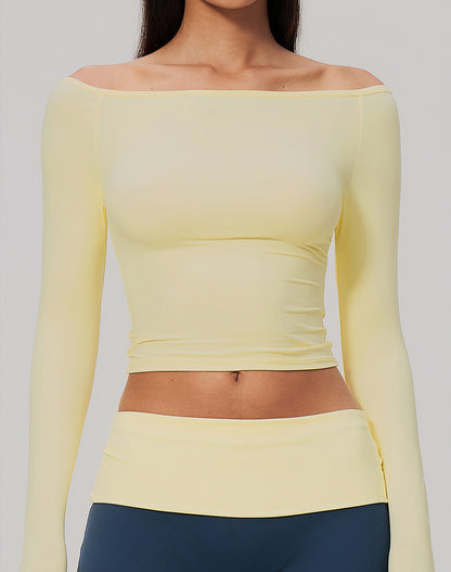 Off Shoulder Long Sleeve Sports T-Shirts