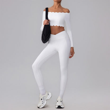 Activewear Sets with Off Shoulder Crop Tops and Leggings