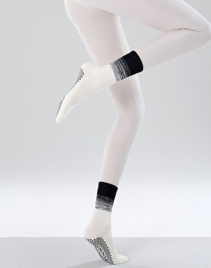 Pilates Yoga Crew Socks with Non Slip Grippers