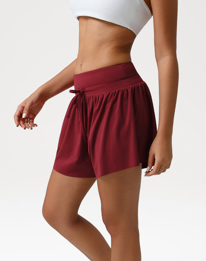 High Waisted Running Short Drawstring Waist Athletic Shorts