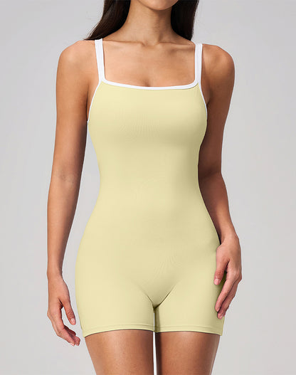 One Piece Short Romper Tummy Control Yoga Bodysuit