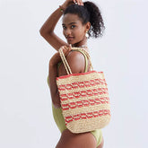 Straw Beach Tote Bag Handmade Woven Hobo Handbag