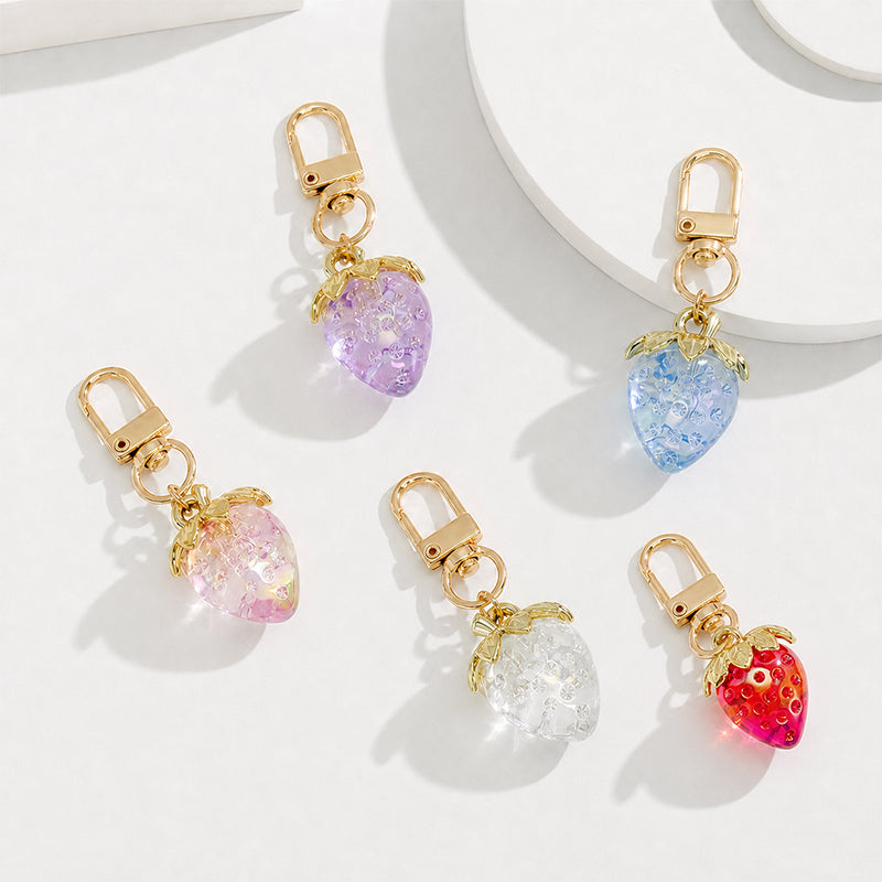 Strawberry Bag Keychain Kawaii Metal Fruit Purse Charms