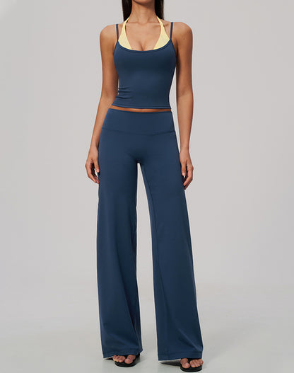 2 Piece Color Block Tank Top and Flare Pant Sets