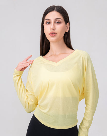 Tie Open Back Long Sleeve Mesh Yoga Tops