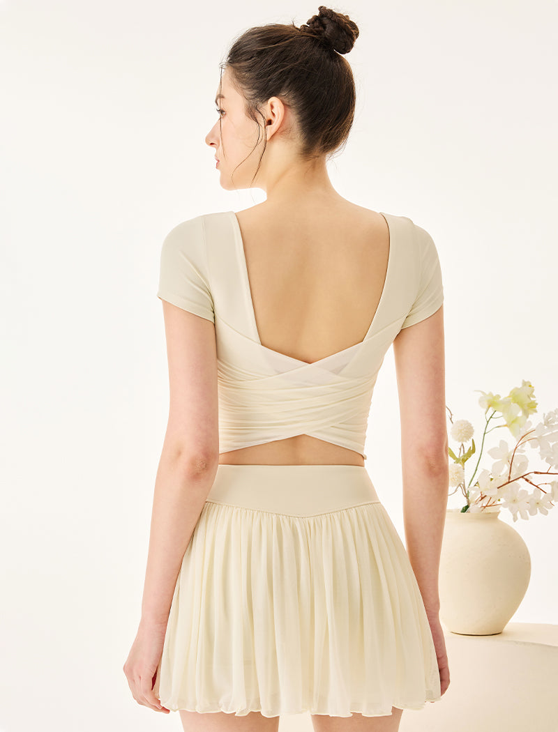 Activewear Set with Short Sleeve Crop T-Shirt and Skirt