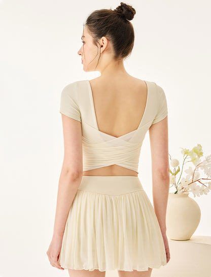 Activewear Set with Short Sleeve Crop T-Shirt and Skirt