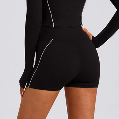Color Blocking Workout Biker Shorts Waist Knot Running Short