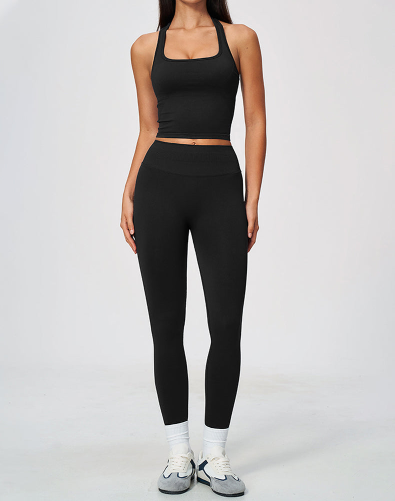 2-Piece Athletic Set Ribbed Tank Top and Leggings