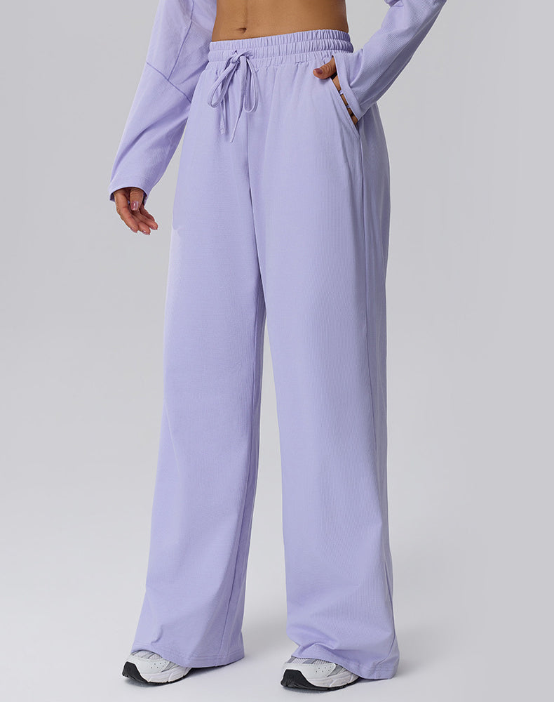 Straight Leg Bggy Drawsting Sweatpants with Pockets