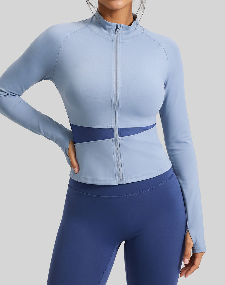 Colorblock Zip Up Athletic Jacket
