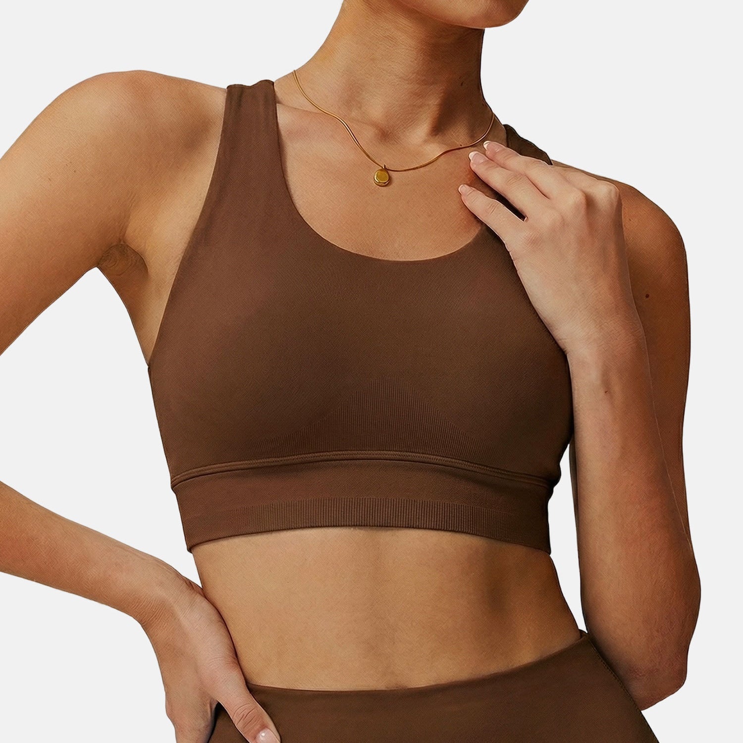 U-Shaped Neckline Yoga Tank Tops Criss Cross Back Sports Bra