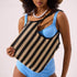 Summer Straw Stripe Beach Tote Bag Handwoven Handbag -