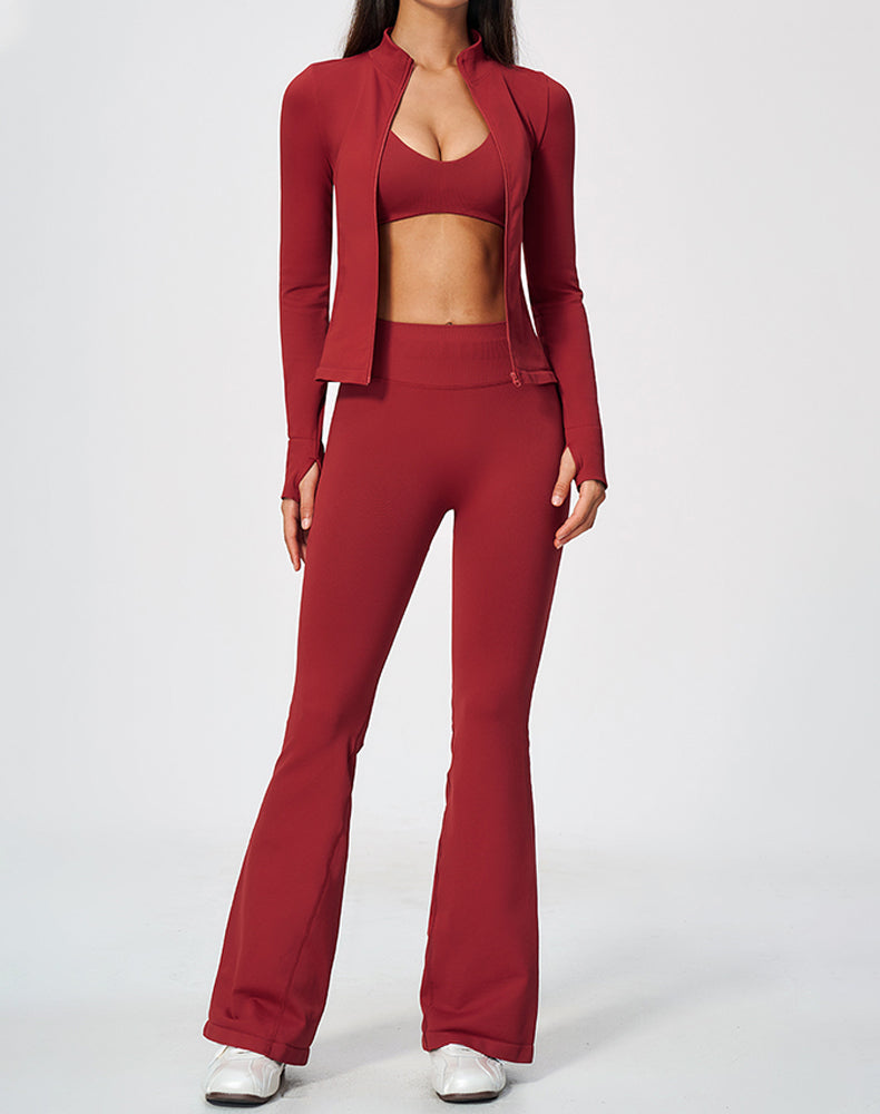 3-Piece Athletic Set with Sports Bra, Jacket &amp; Pants