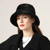Faux Fur Winter Bucket Hat Fuzzy Warm Fisherman Cap