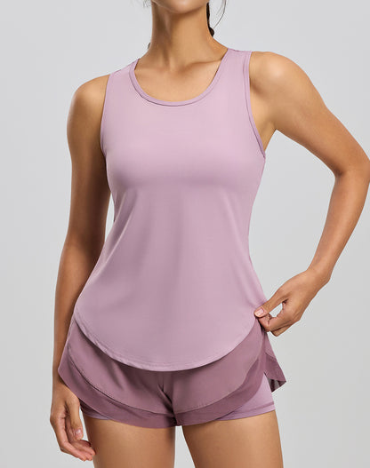 Workout Tank Tops Mesh Open Back Sleeveless Yoga Shirts