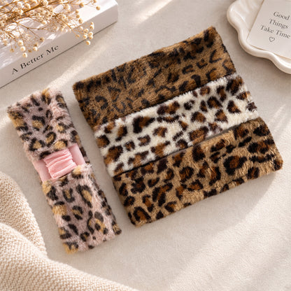 Leopards Print Faux Fur Elastic Warm Sports Headband