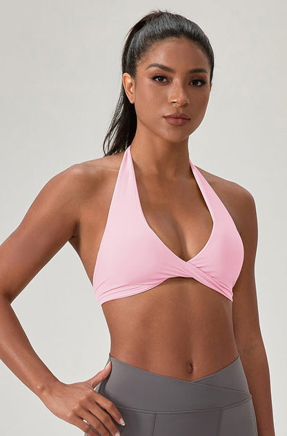 Twist Front Halter Straps Sports Bra