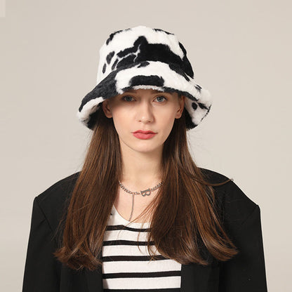 Winter Fuzzy Bucket Hat Lambswool Warm Fisherman Cap