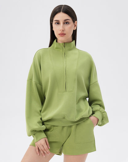 High Neck Half Zip Lounge Sports Sweatshirt