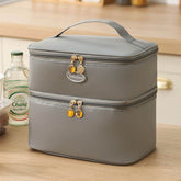 Portable PU Insulated Lunch Bag Double Layer Cooler Handbag