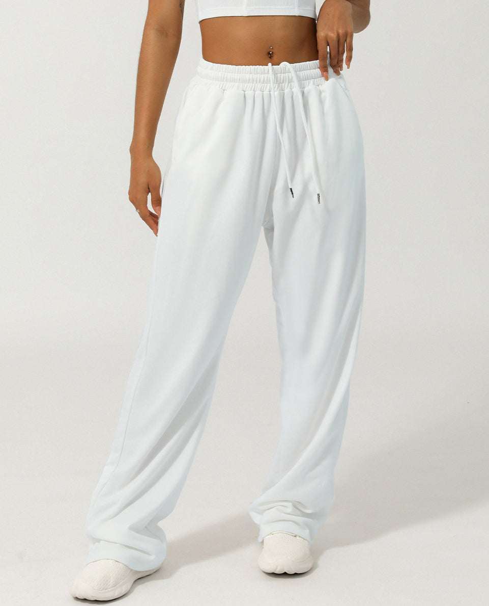 Women Elastic High-Waist Wide Leg Sweatpants: Comfortable &amp; Stylish