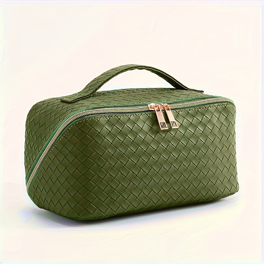 Large Capacity Cosmetic Bag with Handle &amp; Dividers