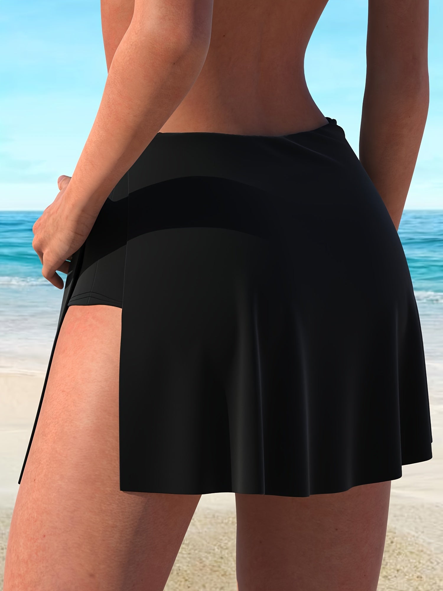 High Waist Side Split Swim Skorts