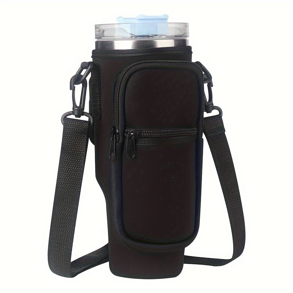 Water Bottle Holder with Adjustable Strap and Pocket for 40oz Bottles