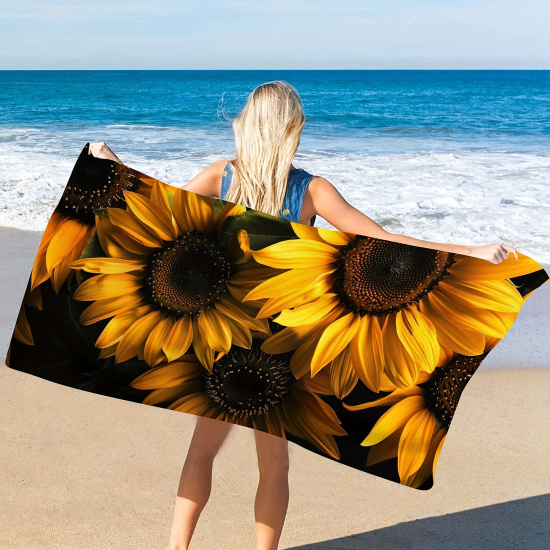 Sunflower Pattern Beach Towel