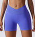 High Waisted Crossover Solid Athletic Shorts
