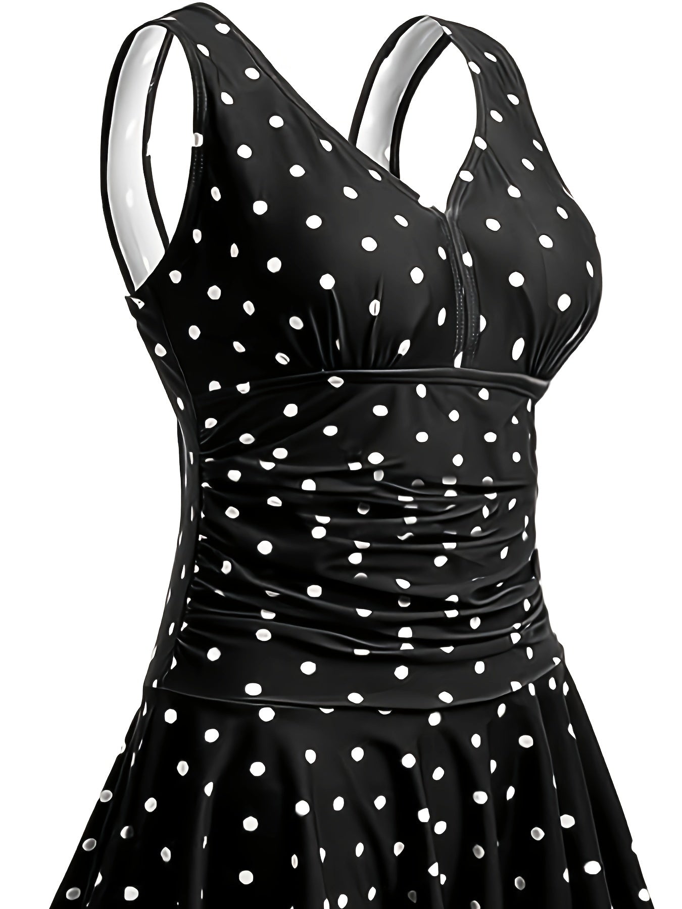 Retro Polka Dots Print V Neck One-piece Swimsuit