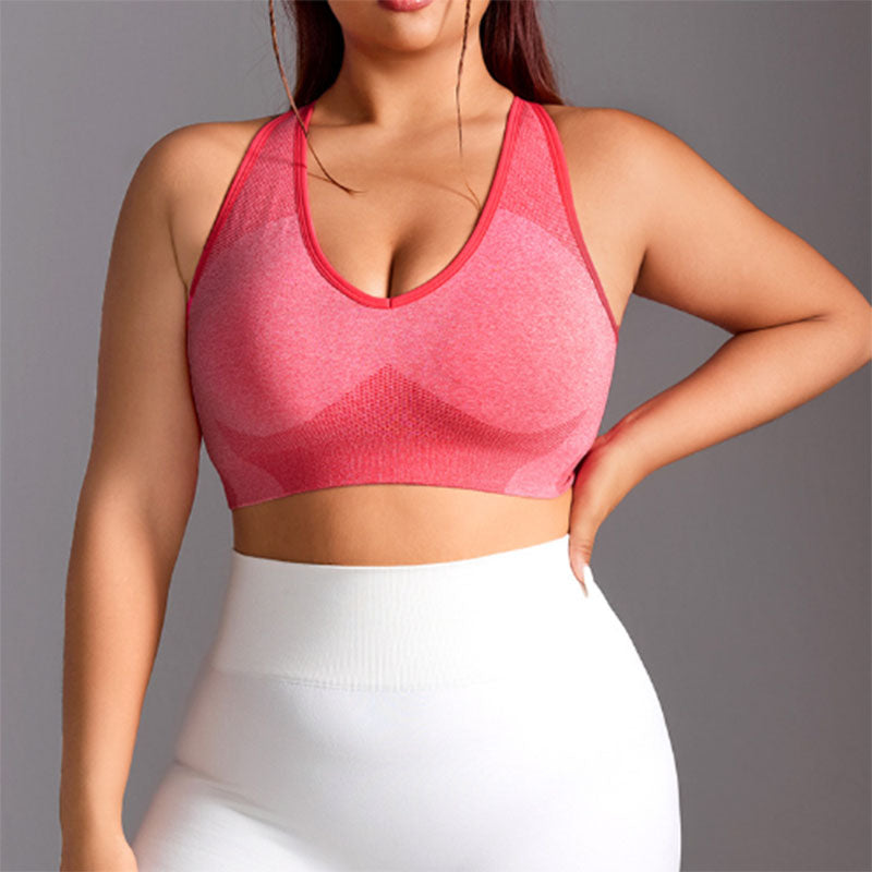 Plus Size U Neck Sports Bra with Adjustable Cross Straps