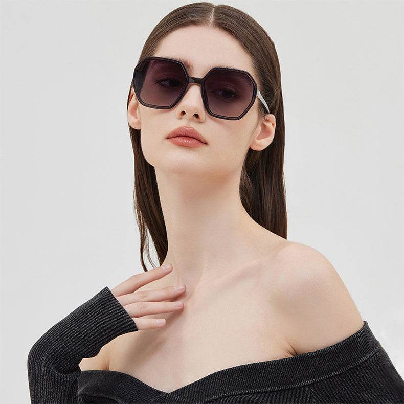 Oversized Vintage Hexagon Sunglasses -