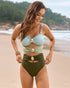 Cutout One Piece Swimsuit Ruched Color Block Bathing Suit