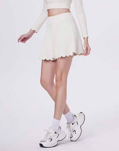 Mini Scalloped Hem Athletic Tennis Skirts with Short
