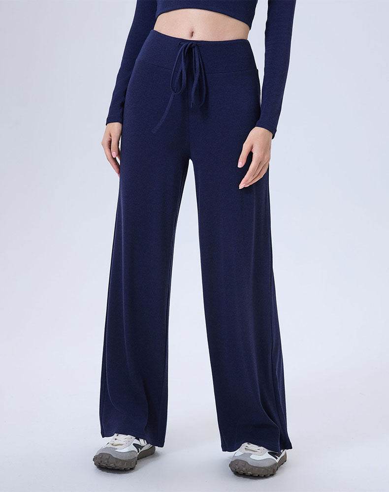 High Waist Wide Leg Pants Lounge Sweatpants with Drawstring