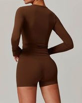 Athletic Wear with Long Sleeve Slim Fit T-Shirt and Short