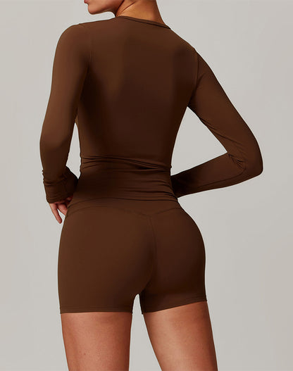 Athletic Wear with Long Sleeve Slim Fit T-Shirt and Short