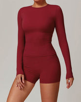 Athletic Wear with Long Sleeve Slim Fit T-Shirt and Short