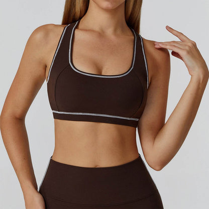 Color Block Racerback Sports Bra with Removable Pads