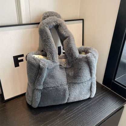Winter Soft Plush Shoulder Handbag Bag Large Fluffy Tote Bag