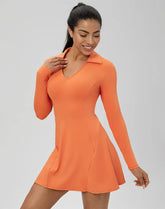 Long Sleeve V Neck Tennis Dress