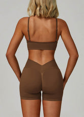 V Neck Adjustable Shoulder Straps Sports Bra