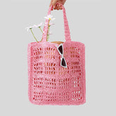 Summer Straw Beach Tote Bag Handwoven Handbag
