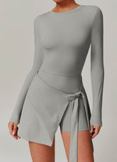 Long Sleeve Tennis Jumpsuit Dress With Shorts