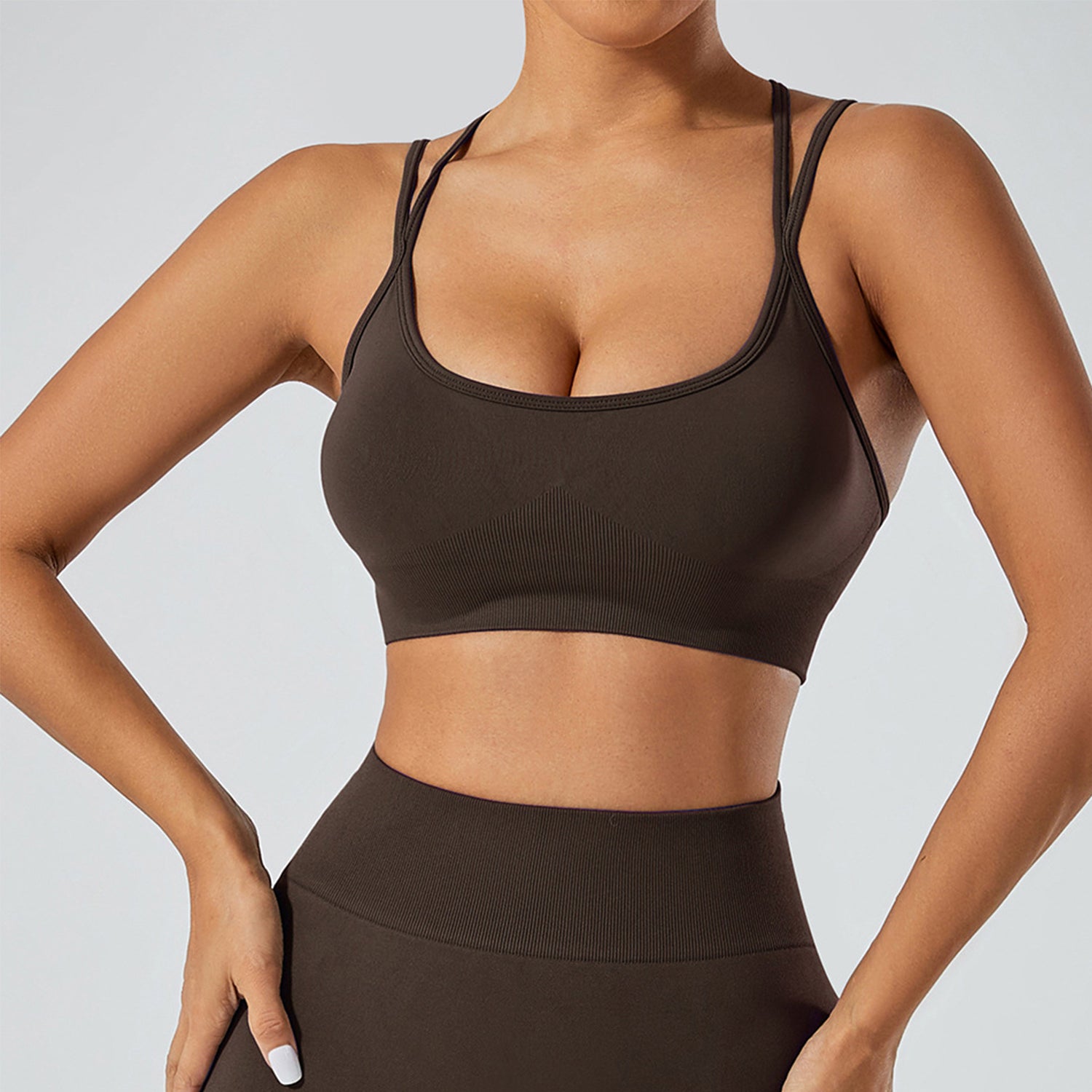 Strappy Adjustable Criss Cross Sports Bra Yoga Crop Tops