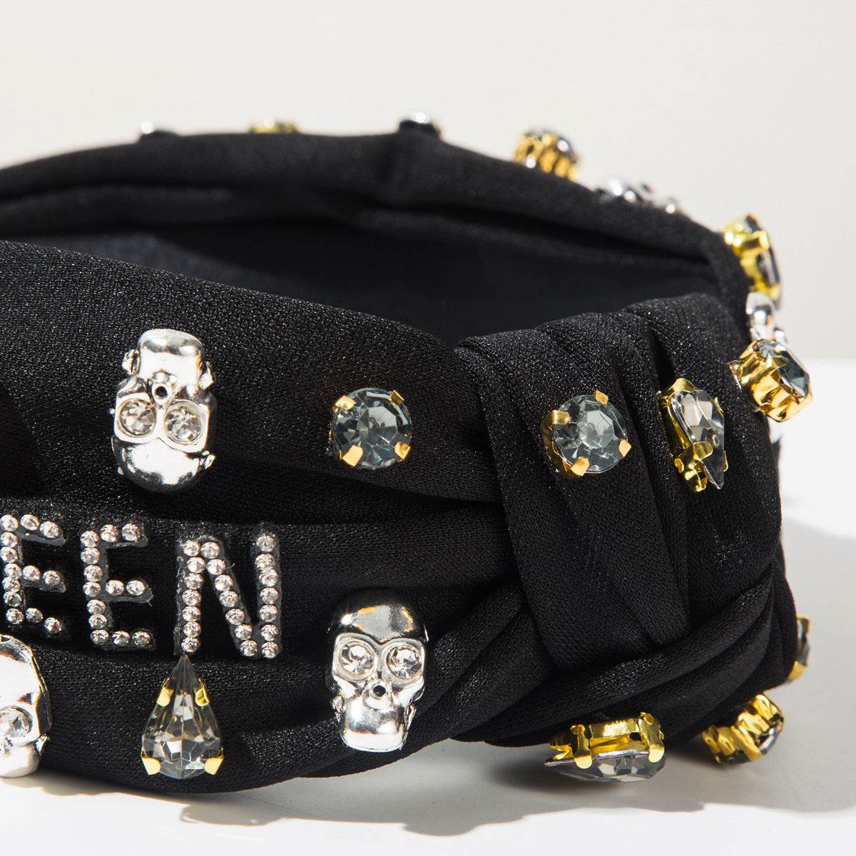 Halloween Skull Twisted Knot Headbands with Rhinestone