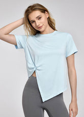 Irregular Slit Short Sleeve Yoga T-Shirts